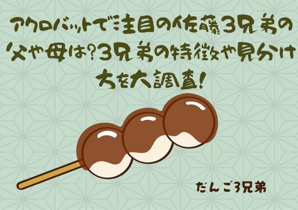 アクロバットで注目の佐藤3兄弟の父や母は?3兄弟の特徴や見分け方を大調査!